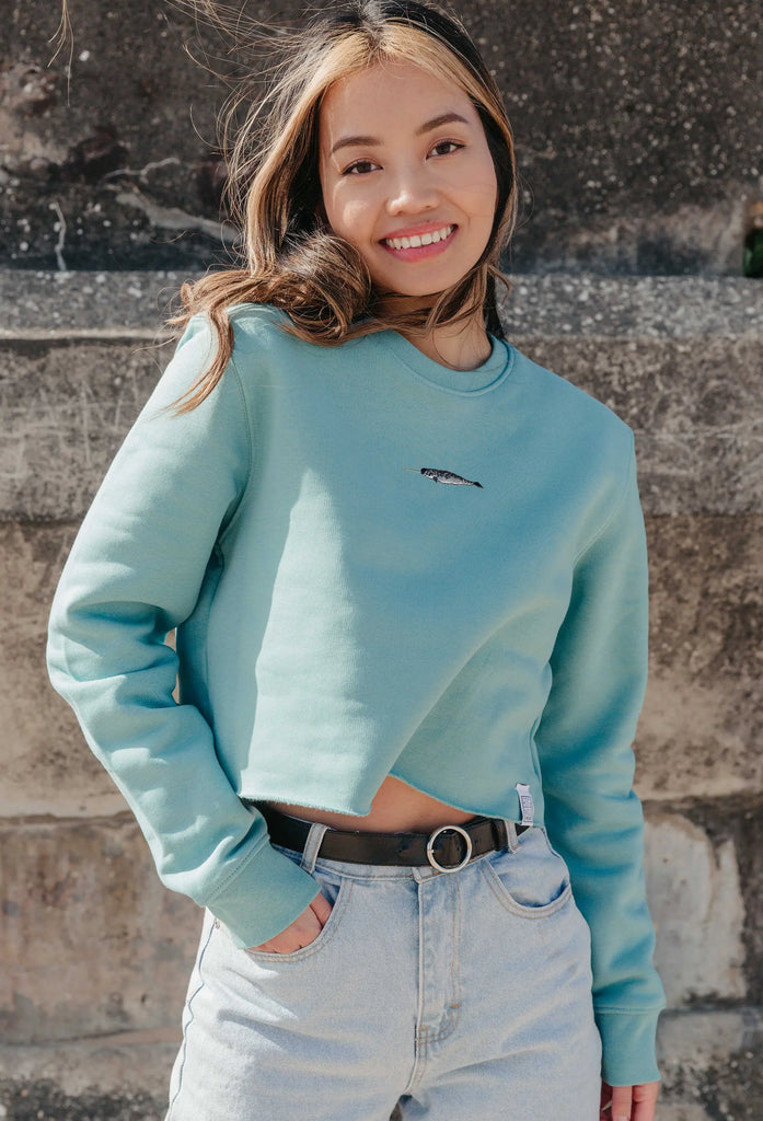 narwhal womens cropped sweatshirt Big Wild Thought