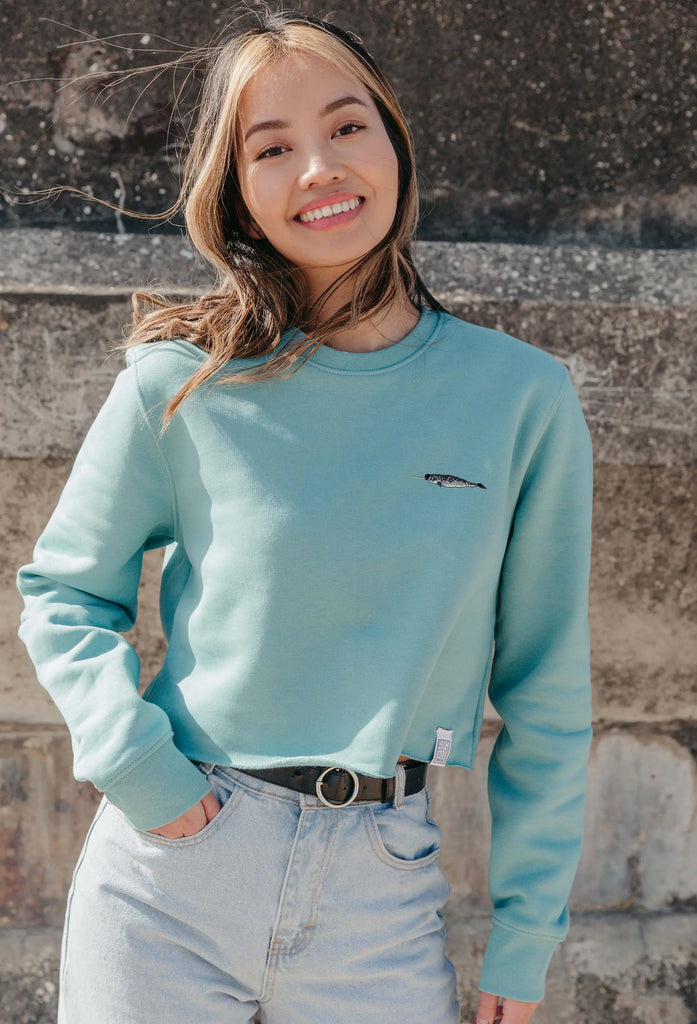 narwhal womens cropped sweatshirt Big Wild Thought