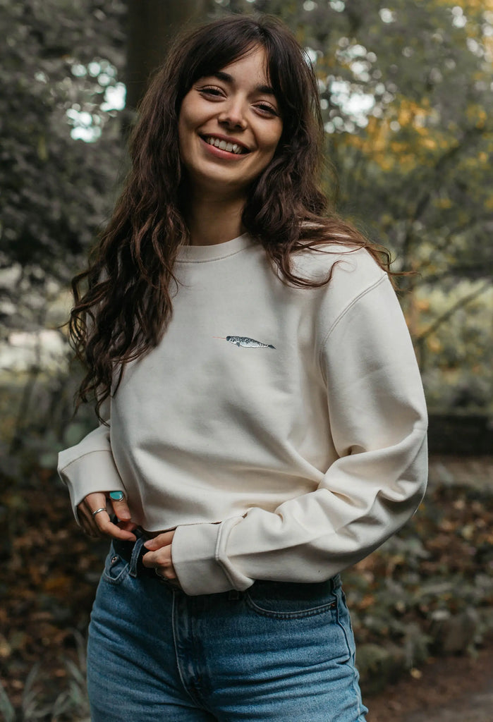narwhal womens cropped sweatshirt Big Wild Thought