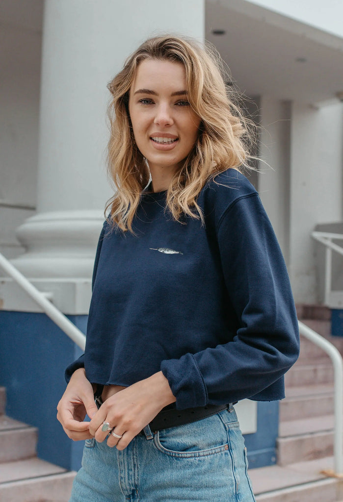 narwhal womens cropped sweatshirt Big Wild Thought