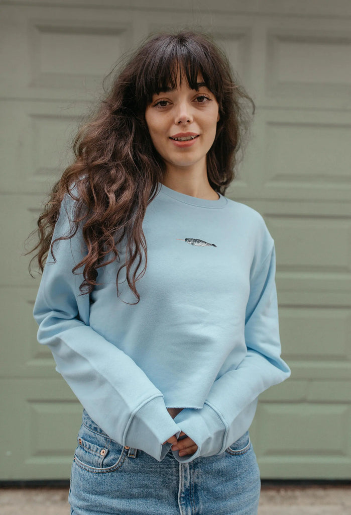 narwhal womens cropped sweatshirt Big Wild Thought