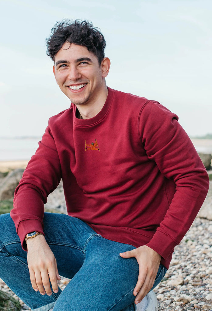 Orangutan Unisex Embroidered Organic Sustainable Sweatshirt Jumper Big Wild Thought