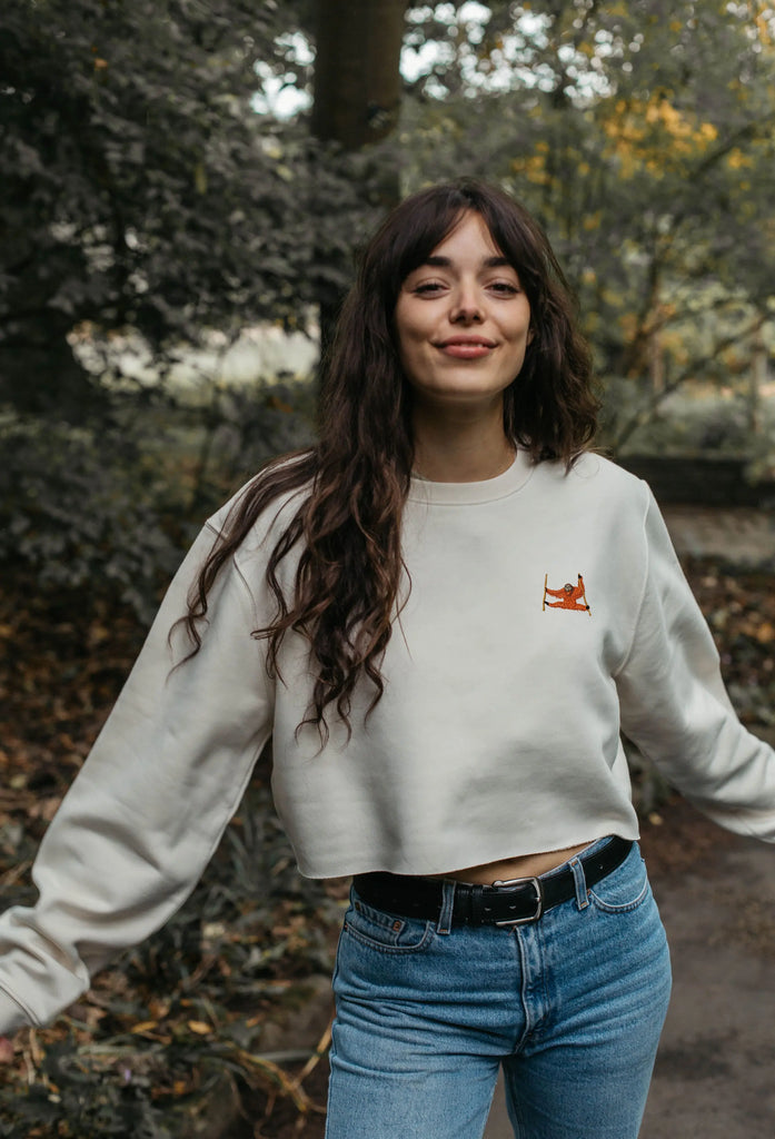 orangutan womens cropped sweatshirt Big Wild Thought