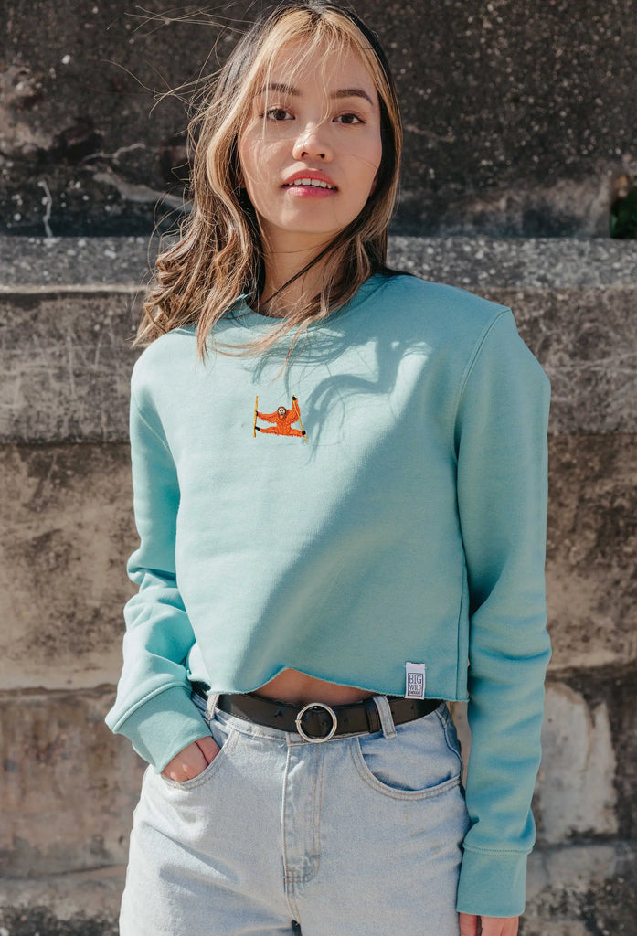 orangutan womens cropped sweatshirt Big Wild Thought