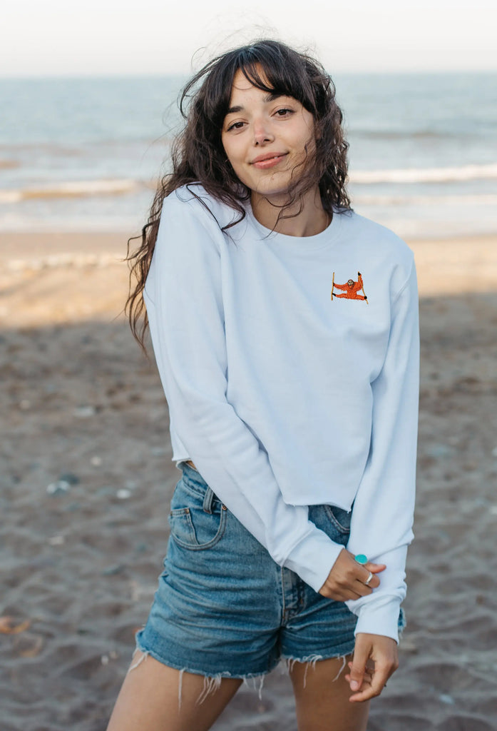 orangutan womens cropped sweatshirt Big Wild Thought