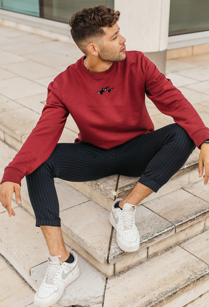Orca Duo Unisex Embroidered Organic Sustainable Sweatshirt Jumper Big Wild Thought