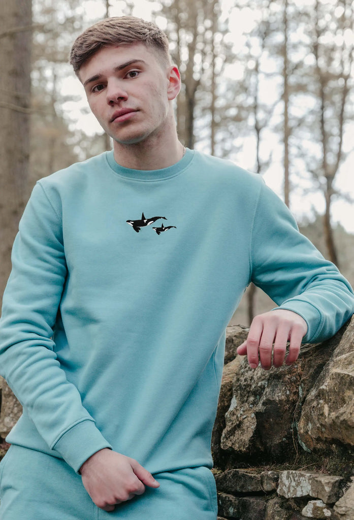 Orca Duo Unisex Embroidered Organic Sustainable Sweatshirt Jumper Big Wild Thought