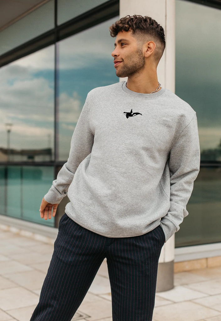 Orca Embroidered Unisex Organic Sustainable Sweatshirt Jumper Big Wild Thought