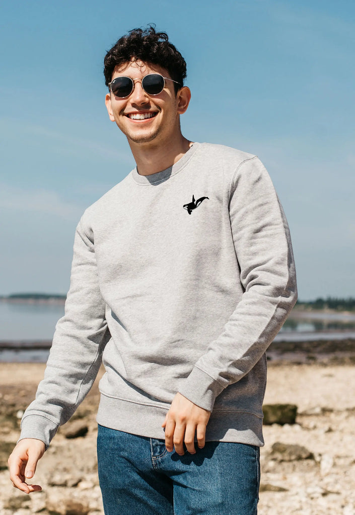 Orca Embroidered Unisex Organic Sustainable Sweatshirt Jumper Big Wild Thought