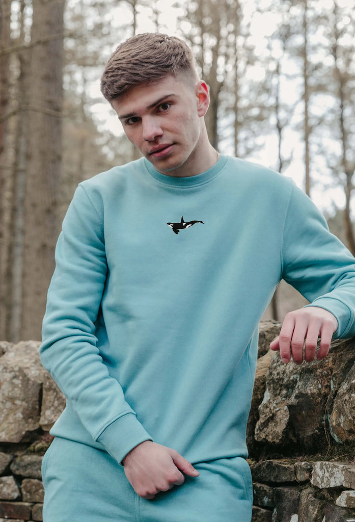 Orca Embroidered Unisex Organic Sustainable Sweatshirt Jumper Big Wild Thought