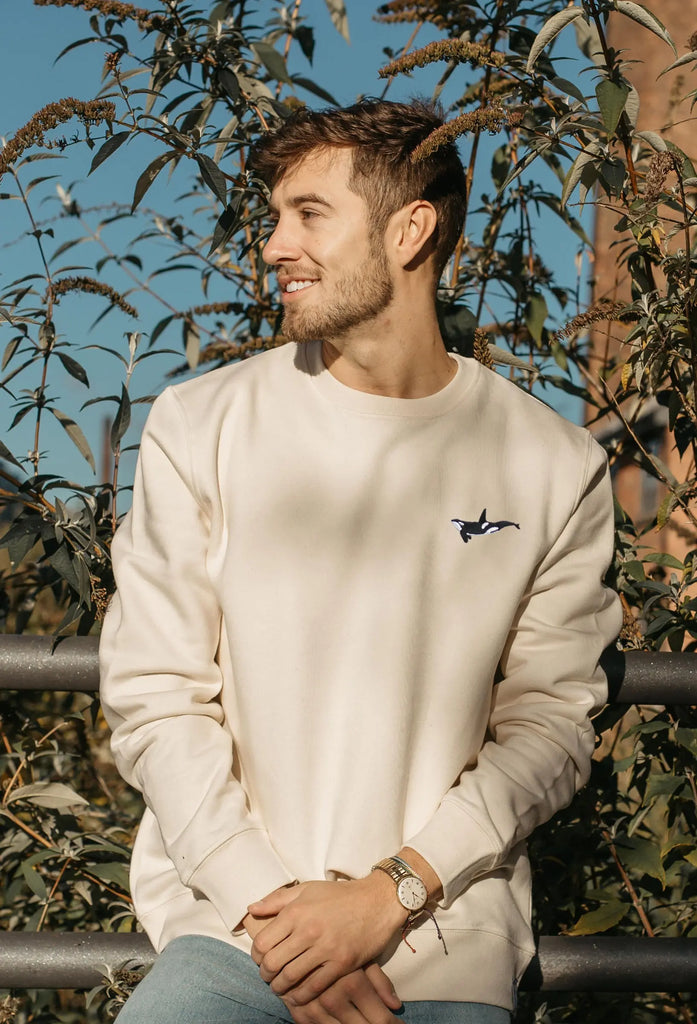 Orca Embroidered Unisex Organic Sustainable Sweatshirt Jumper Big Wild Thought
