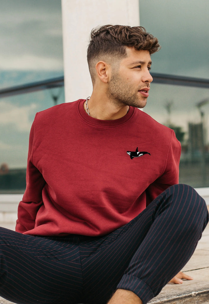 Orca Embroidered Unisex Organic Sustainable Sweatshirt Jumper Big Wild Thought
