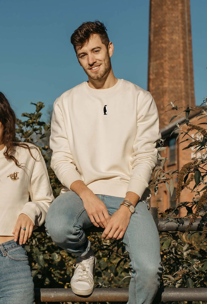 Penguin Unisex Embroidered Organic Sustainable Sweatshirt Jumper Big Wild Thought