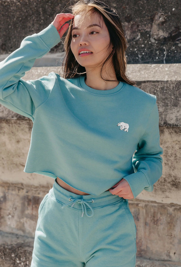 polar bear womens cropped sweatshirt Big Wild Thought