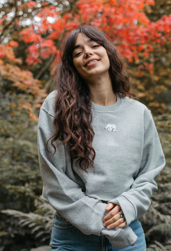 polar bear womens cropped sweatshirt Big Wild Thought