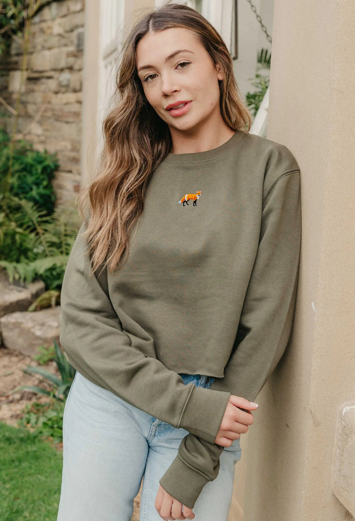 red fox womens cropped sweatshirt Big Wild Thought