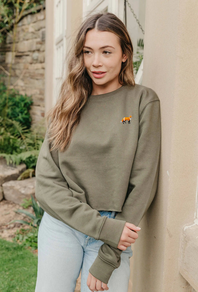 red fox womens cropped sweatshirt Big Wild Thought