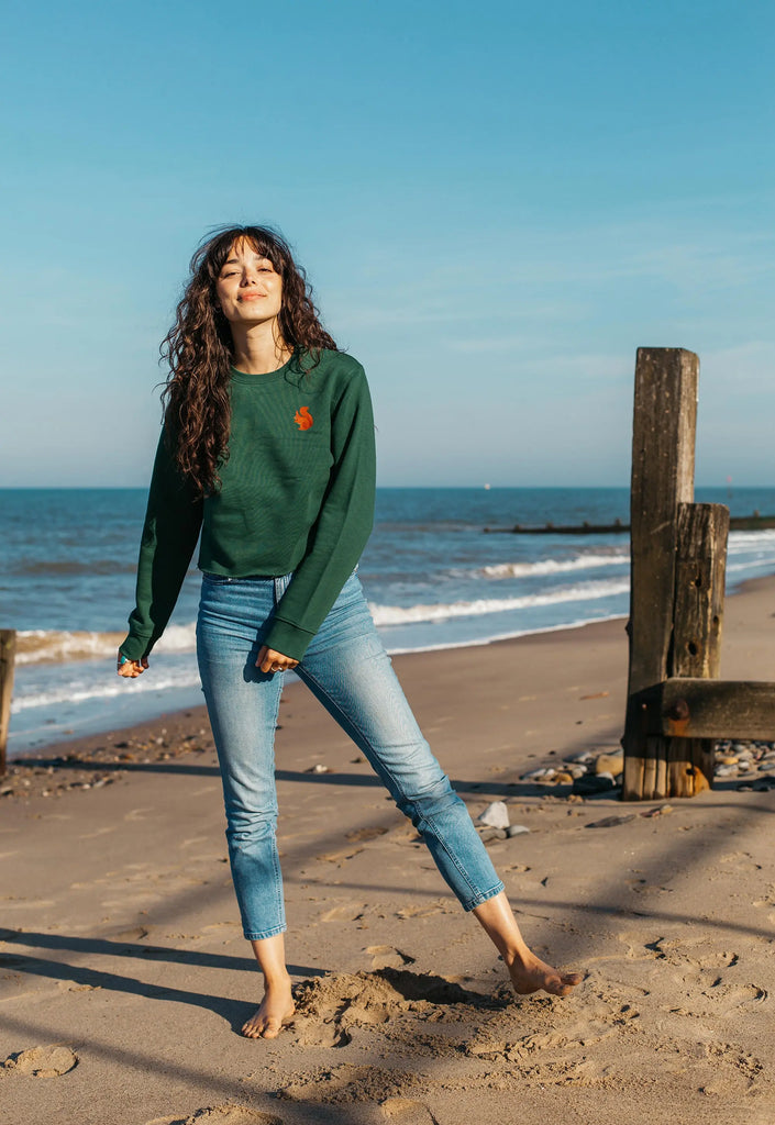 red squirrel womens cropped sweatshirt Big Wild Thought