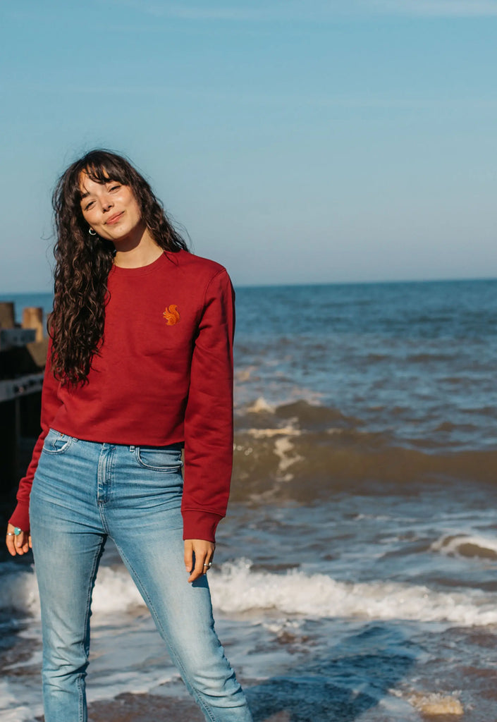 red squirrel womens cropped sweatshirt Big Wild Thought