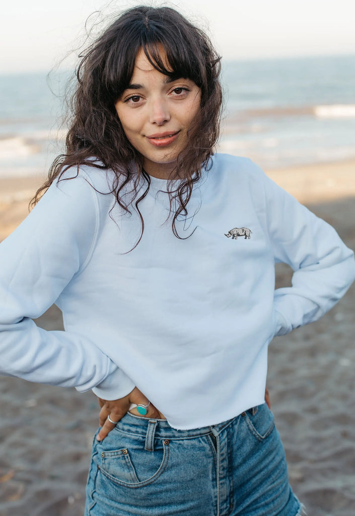 rhino womens cropped sweatshirt Big Wild Thought