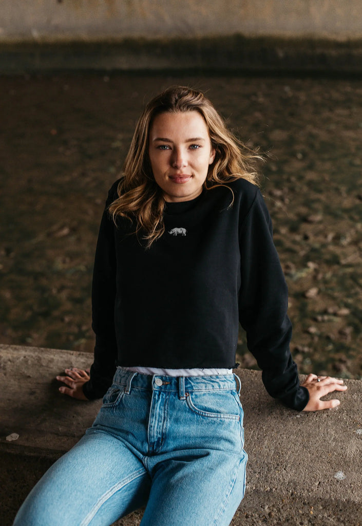 rhino womens cropped sweatshirt Big Wild Thought