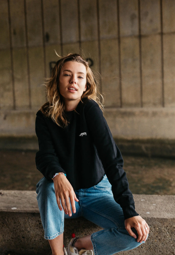 rhino womens cropped sweatshirt Big Wild Thought