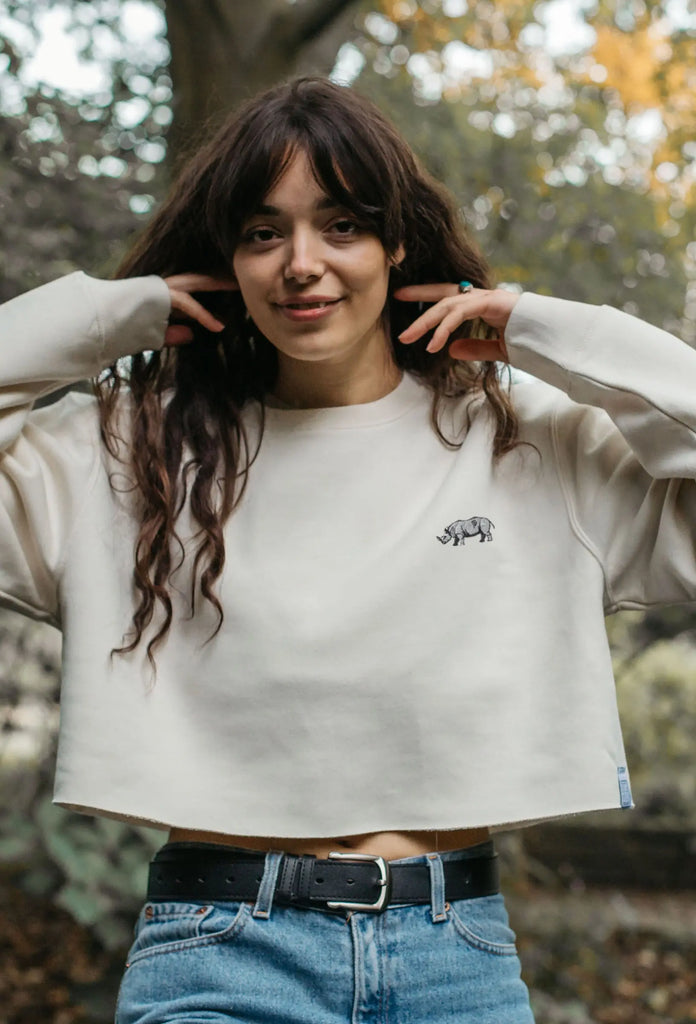rhino womens cropped sweatshirt Big Wild Thought