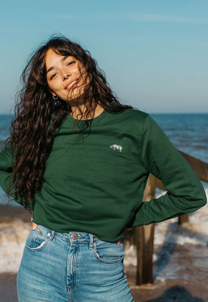 rhino womens cropped sweatshirt Big Wild Thought