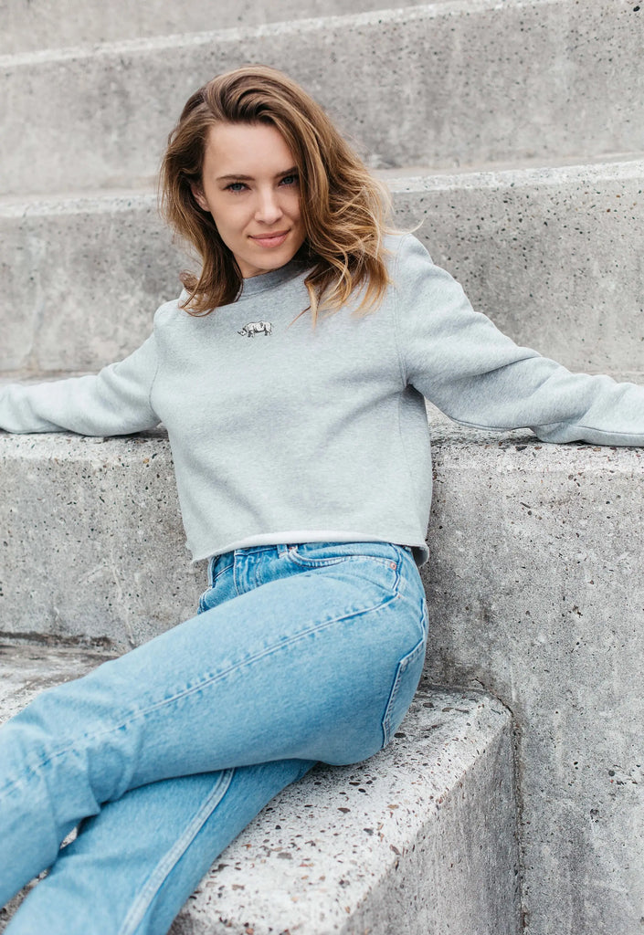 rhino womens cropped sweatshirt Big Wild Thought