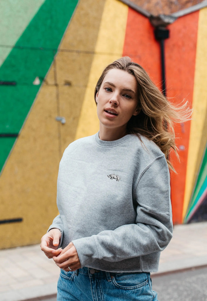 rhino womens cropped sweatshirt Big Wild Thought