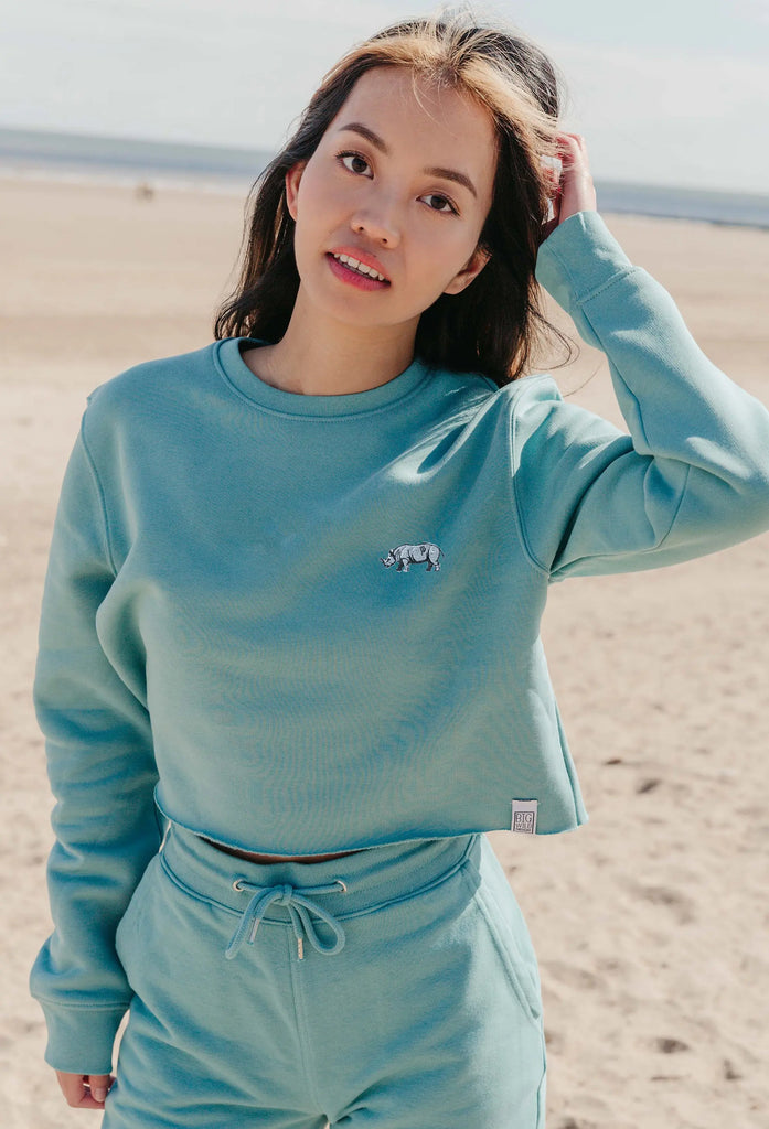 rhino womens cropped sweatshirt Big Wild Thought