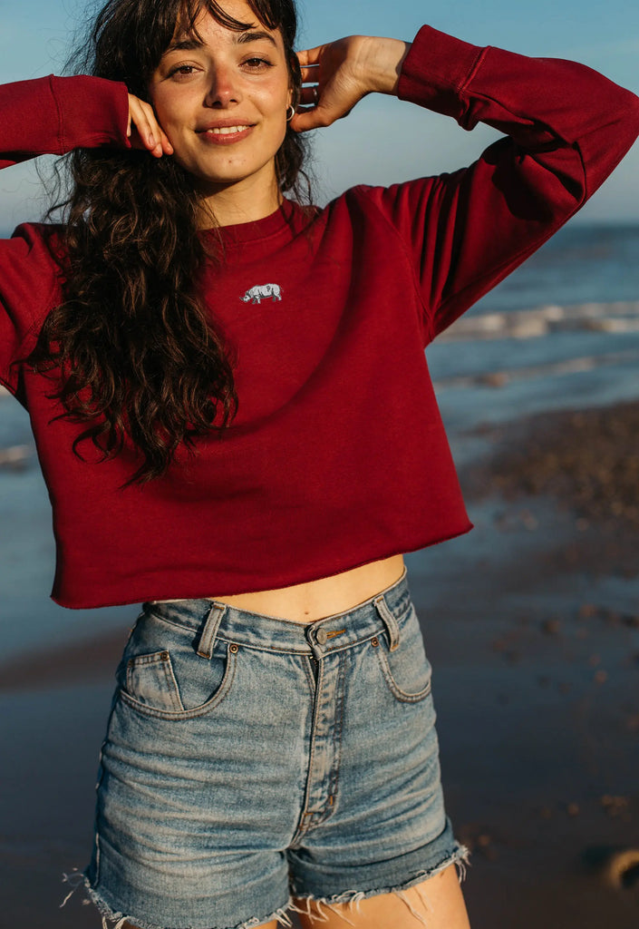 rhino womens cropped sweatshirt Big Wild Thought
