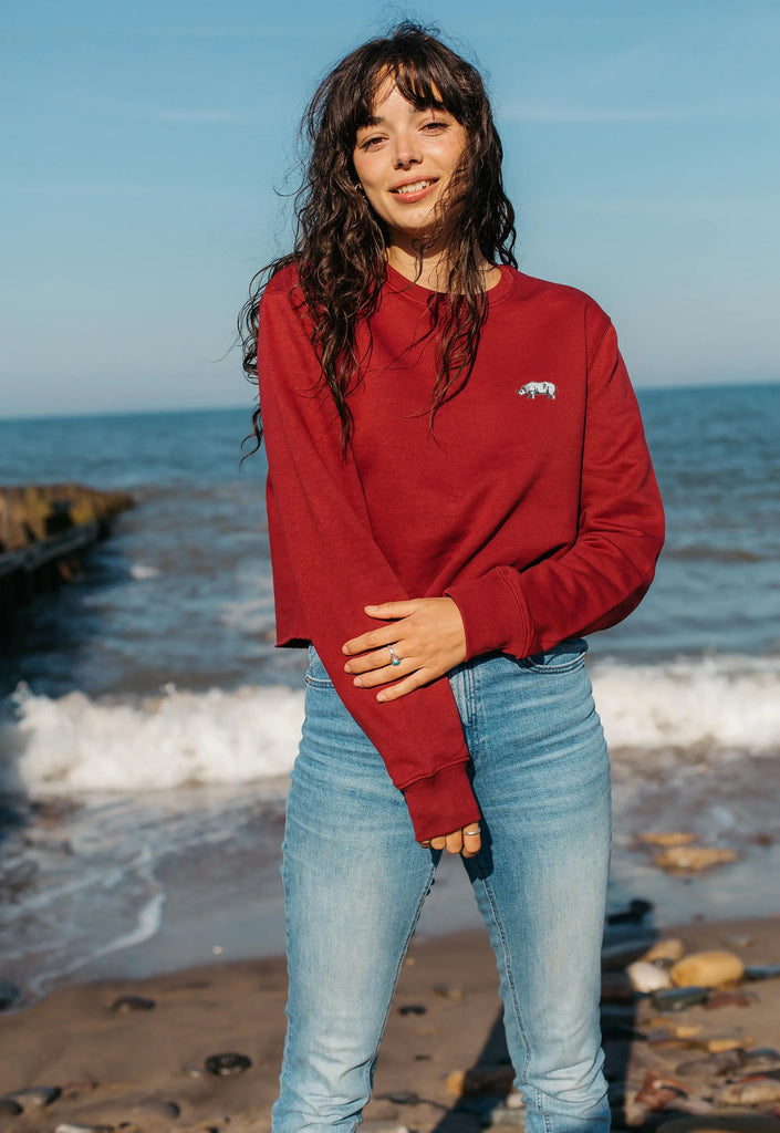 rhino womens cropped sweatshirt Big Wild Thought
