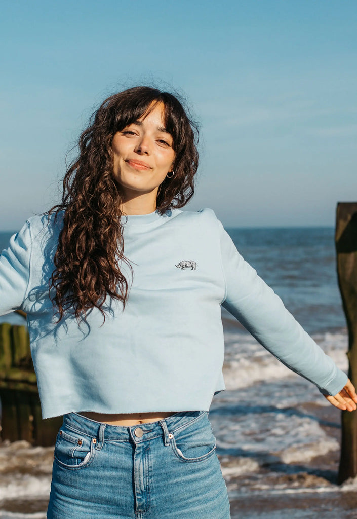 rhino womens cropped sweatshirt Big Wild Thought