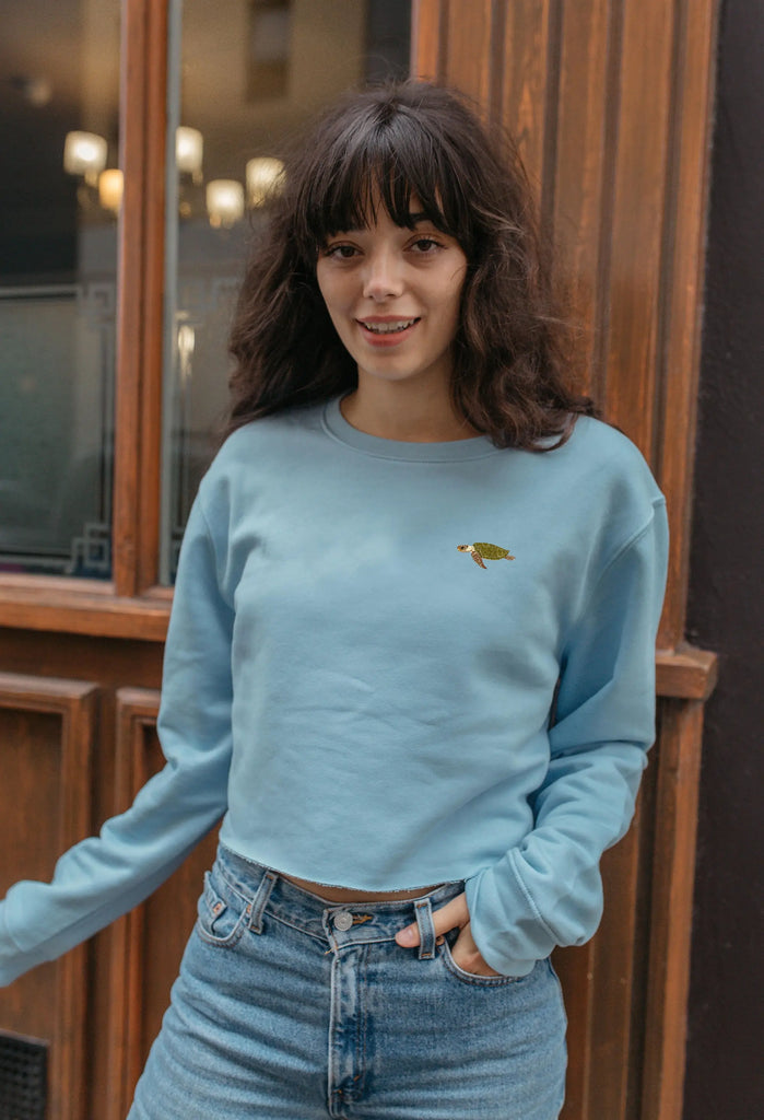 sea turtle womens cropped sweatshirt Big Wild Thought