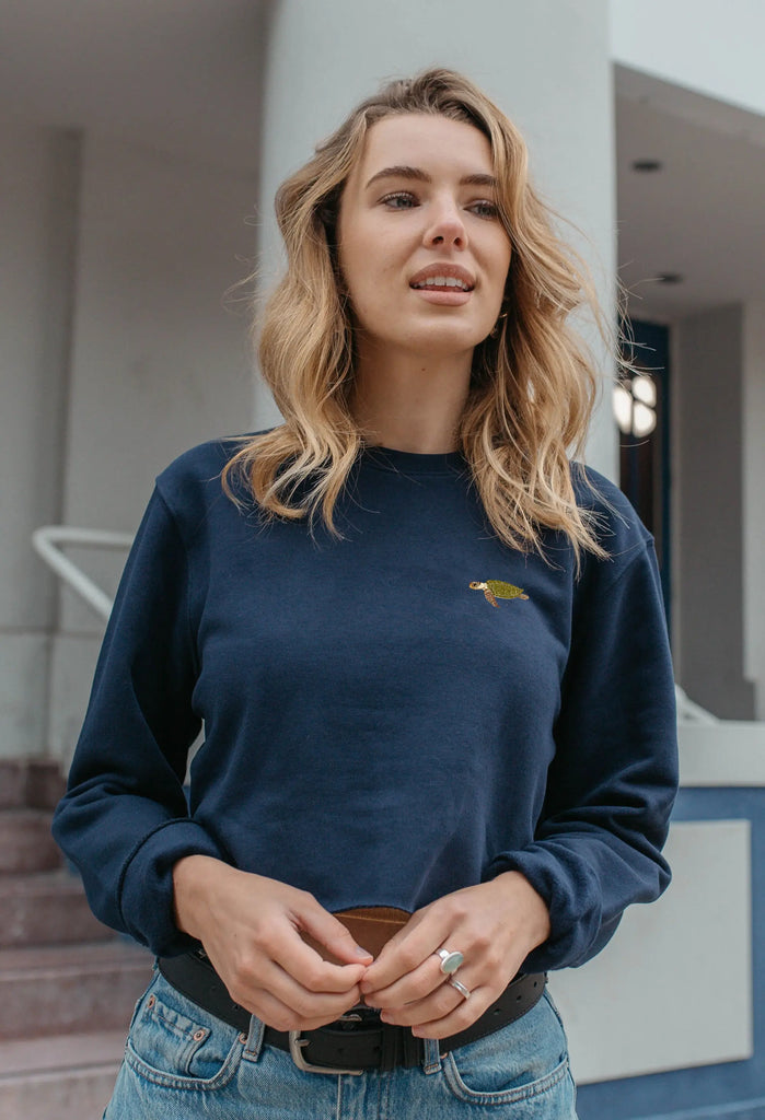 sea turtle womens cropped sweatshirt Big Wild Thought