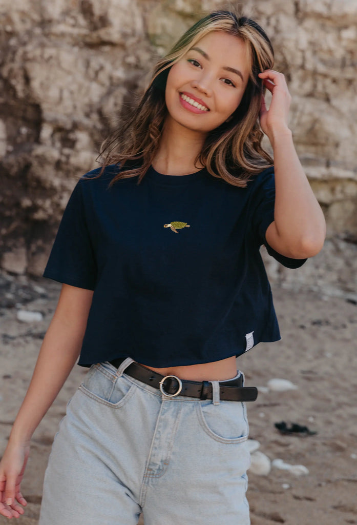 sea turtle womens cropped t-shirt Big Wild Thought