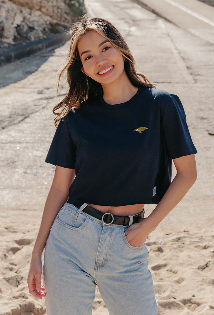 sea turtle womens cropped t-shirt Big Wild Thought