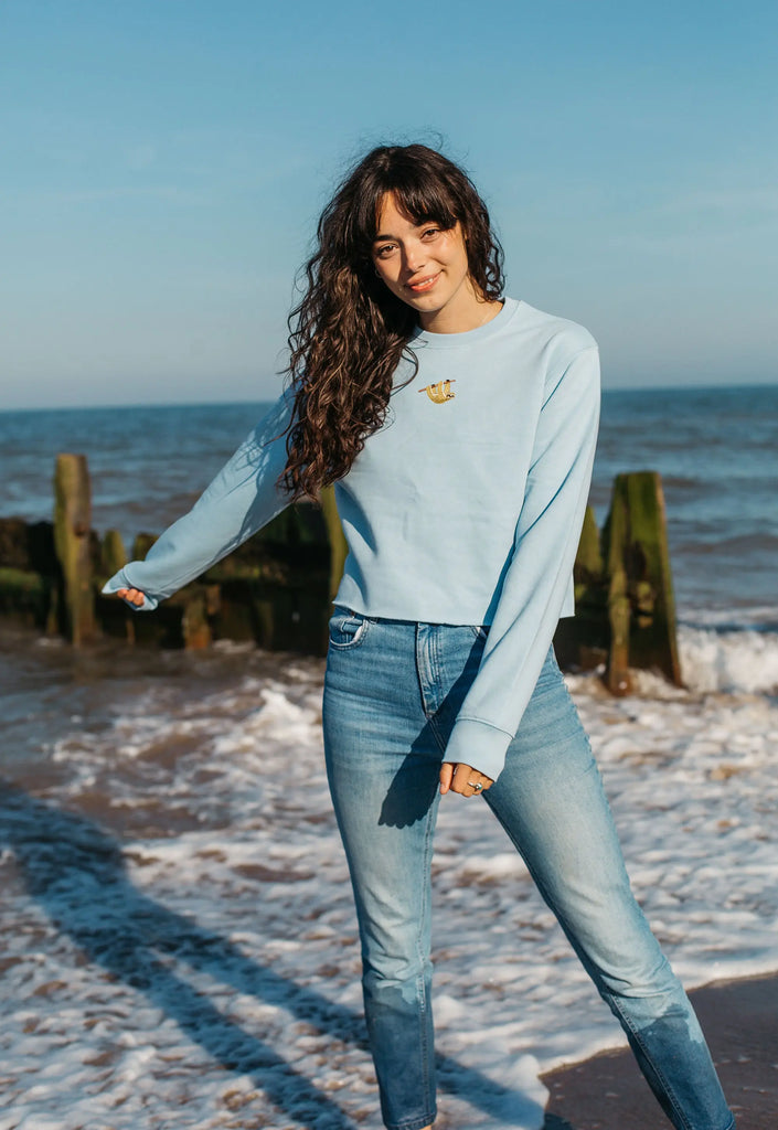 sloth womens cropped sweatshirt Big Wild Thought