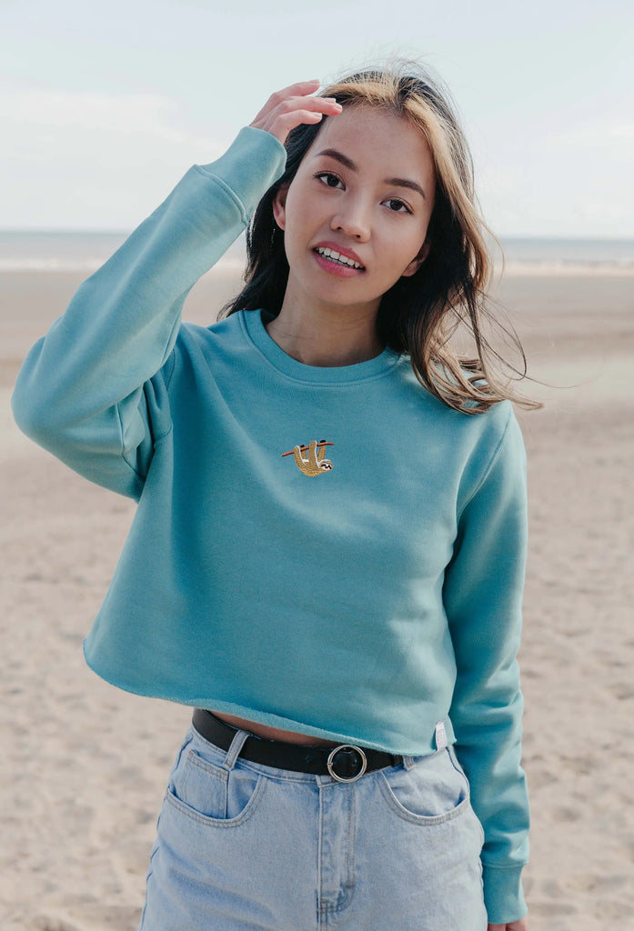 sloth womens cropped sweatshirt Big Wild Thought