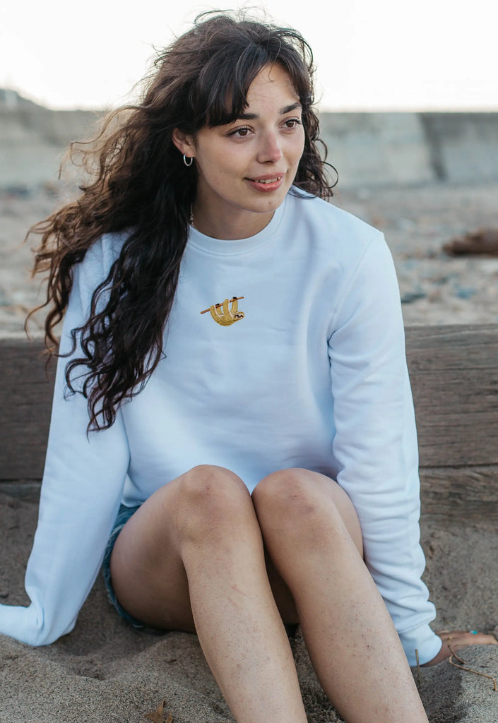 sloth womens cropped sweatshirt Big Wild Thought