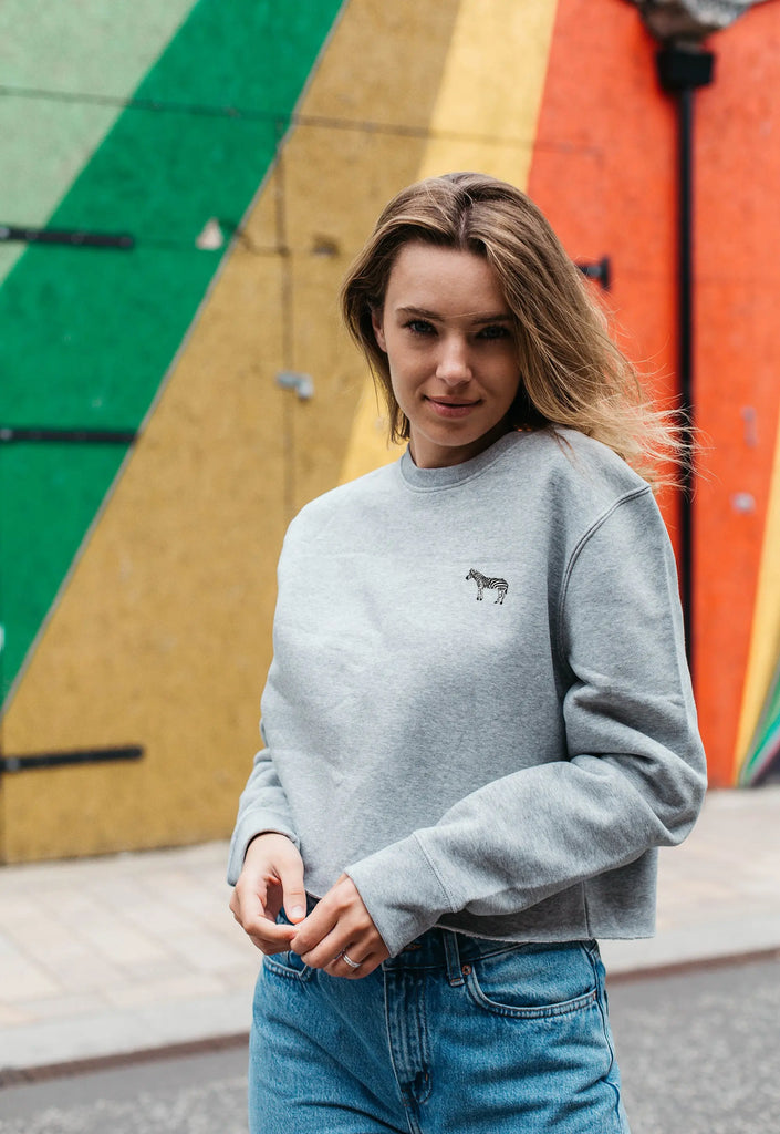 zebra womens cropped sweatshirt Big Wild Thought