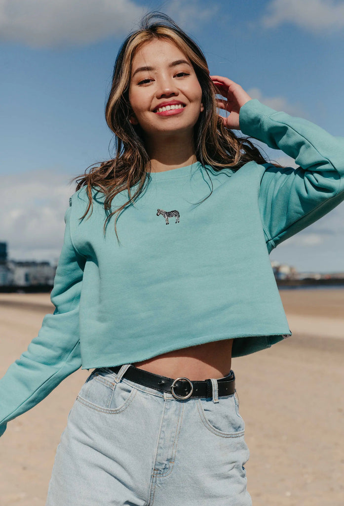 zebra womens cropped sweatshirt Big Wild Thought