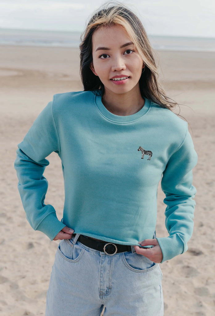 zebra womens cropped sweatshirt Big Wild Thought