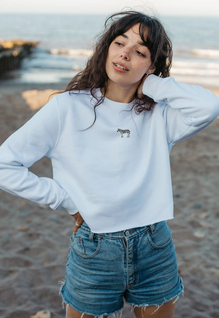 zebra womens cropped sweatshirt Big Wild Thought