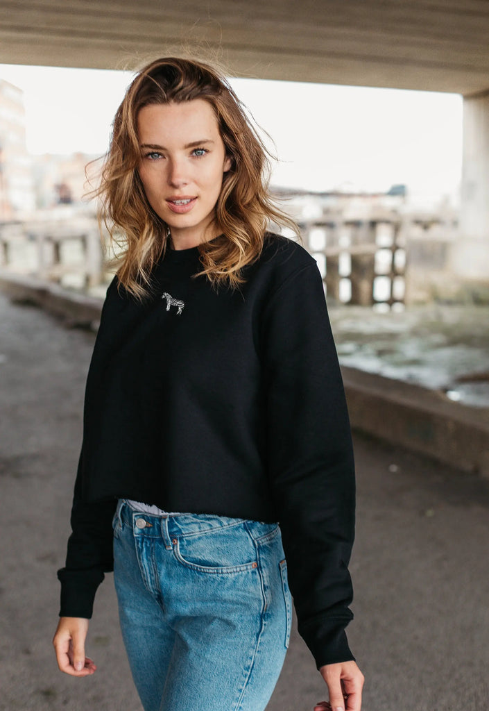 zebra womens cropped sweatshirt Big Wild Thought