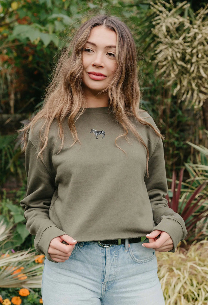 zebra womens cropped sweatshirt Big Wild Thought