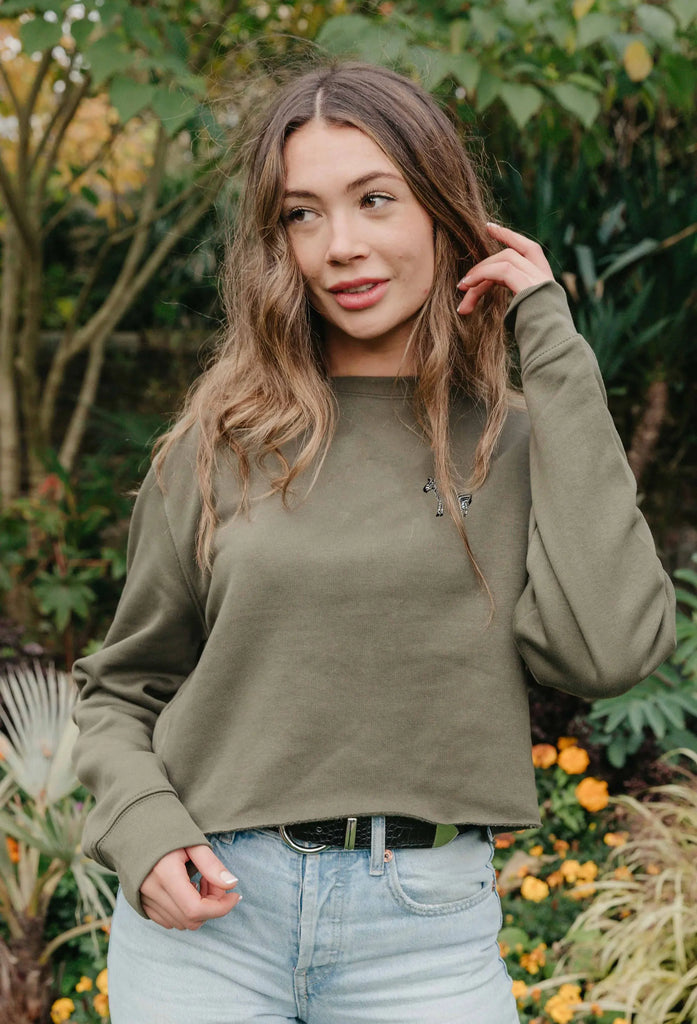 zebra womens cropped sweatshirt Big Wild Thought