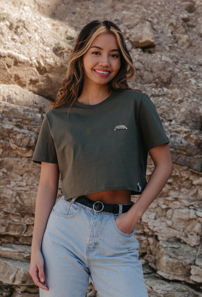 badger womens cropped t-shirt Big Wild Thought