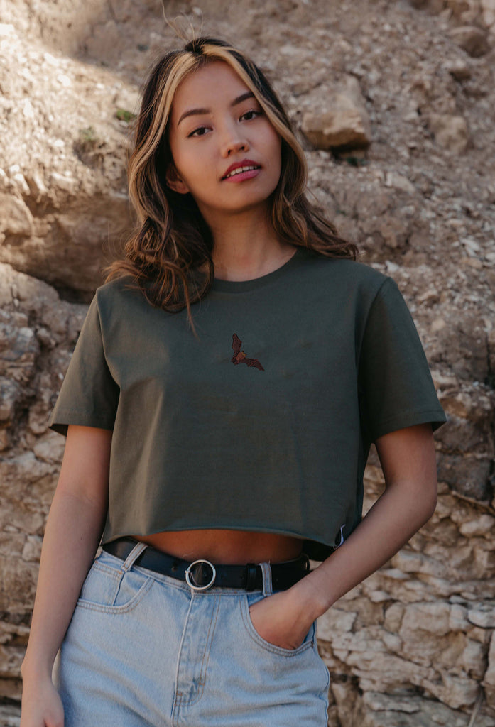 bat womens cropped t-shirt Big Wild Thought